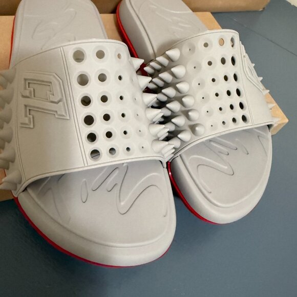 Christian Louboutin Gray Spiked Sandals main image 10